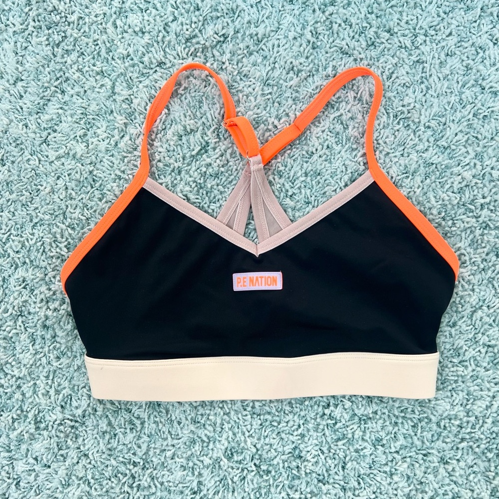 P.E Nation Black and Orange Sports Bra - Size S